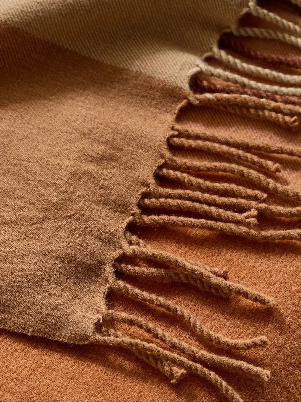 Lambswool Throw Blanket in Brown/Amber Plaid